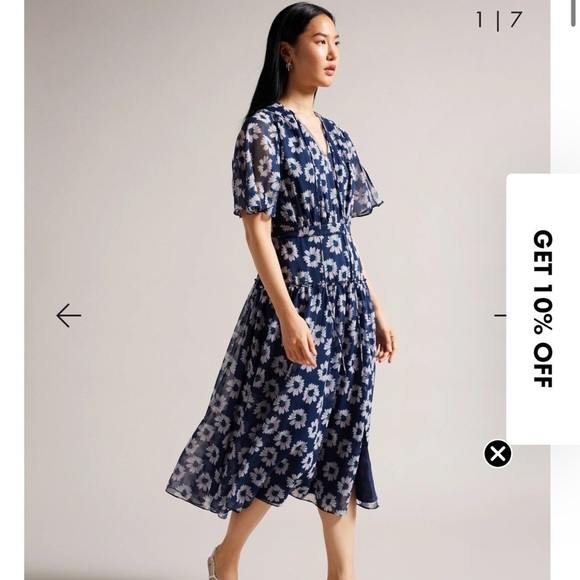 NWT Ted Baker Marlee Fit and Flare Tiered Midi Dress - Picture 1 of 12